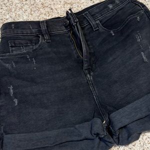 BDG Distressed Black High Rise Cuffed Jean Shorts - Size 27